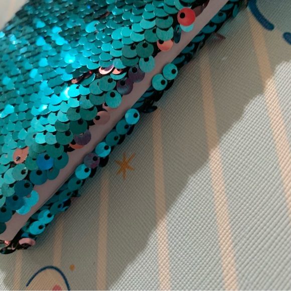 Turquoise Mermaid Reversible Flip Sequin Mini Notebook Journal - Picture 9 of 16